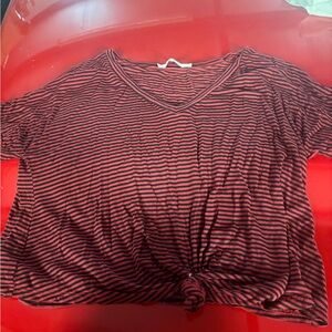 Double Zero Red and Black Striped Short Sleeve Tee